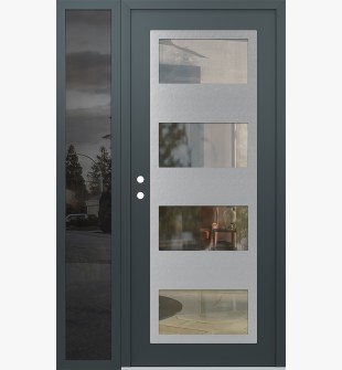 Diamond C2 48" x 80" anthracite/anthracite clear Glass Panel stainless steel RHI with Sidelite mirrored Glass