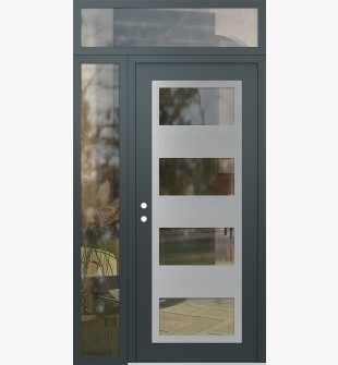 Diamond C2 50" x 96" anthracite/anthracite clear Glass Panel stainless steel RHI with Sidelite and Transom clear Glass