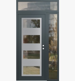 Diamond C2 52" x 96" anthracite/anthracite clear Glass Panel stainless steel LHI with Sidelite and Transom clear Glass