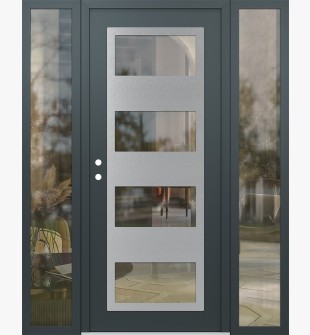 Diamond C2 60" x 80" anthracite/anthracite clear Glass Panel stainless steel RHI with 2 Sidelites clear Glass