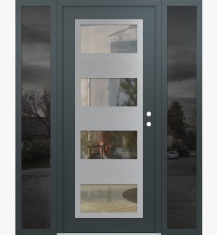 Diamond C2 68" x 80" anthracite/anthracite clear Glass Panel stainless steel LHI with 2 Sidelites mirrored Glass
