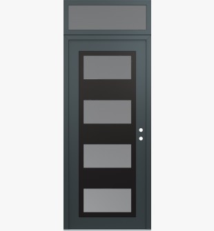 Diamond C2 36" x 96" anthracite/anthracite frosted Glass Panel black LHI with Transom frosted Glass
