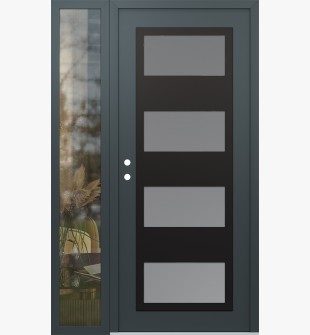 Diamond C2 50" x 80" anthracite/anthracite frosted Glass Panel black RHI with Sidelite clear Glass