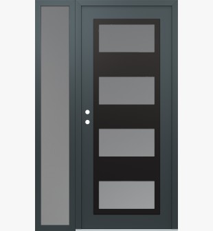 Diamond C2 52" x 80" anthracite/anthracite frosted Glass Panel black RHI with Sidelite frosted Glass