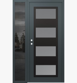 Diamond C2 48" x 80" anthracite/anthracite frosted Glass Panel black RHI with Sidelite mirrored Glass