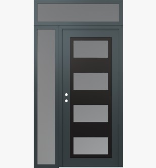Diamond C2 52" x 96" anthracite/anthracite frosted Glass Panel black RHI with Sidelite and Transom frosted Glass