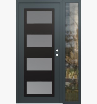 Diamond C2 50" x 80" anthracite/anthracite frosted Glass Panel black LHI with Sidelite clear Glass