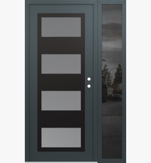 Diamond C2 52" x 80" anthracite/anthracite frosted Glass Panel black LHI with Sidelite mirrored Glass