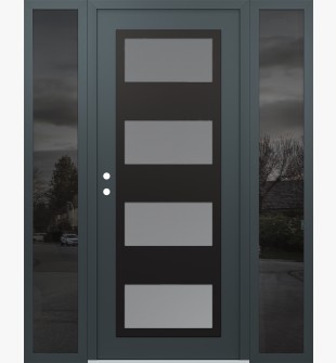 Diamond C2 64" x 80" anthracite/anthracite frosted Glass Panel black RHI with 2 Sidelites mirrored Glass
