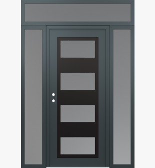 Diamond C2 60" x 96" anthracite/anthracite frosted Glass Panel black RHI with 2 Sidelites and Transom frosted Glass