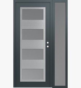 Diamond C2 50" x 80" anthracite/anthracite frosted Glass Panel stainless steel LHI with Sidelite frosted Glass