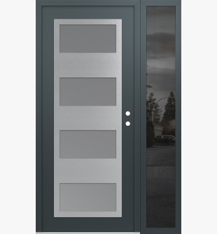Diamond C2 52" x 80" anthracite/anthracite frosted Glass Panel stainless steel LHI with Sidelite mirrored Glass