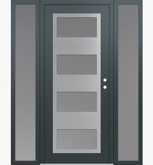 Diamond C2 60" x 80" anthracite/anthracite frosted Glass Panel stainless steel LHI with 2 Sidelites frosted Glass