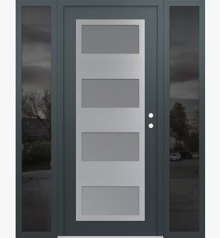 Diamond C2 60" x 80" anthracite/anthracite frosted Glass Panel stainless steel LHI with 2 Sidelites mirrored Glass