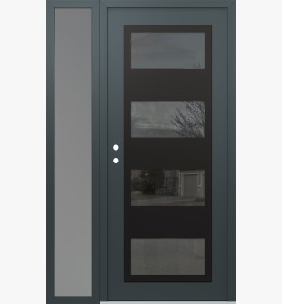 Diamond C2 52" x 80" anthracite/anthracite mirrored Glass Panel black RHI with Sidelite frosted Glass