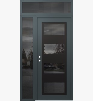 Diamond C2 52" x 96" anthracite/anthracite mirrored Glass Panel black RHI with Sidelite and Transom mirrored Glass