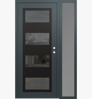 Diamond C2 50" x 80" anthracite/anthracite mirrored Glass Panel black LHI with Sidelite frosted Glass