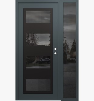 Diamond C2 48" x 80" anthracite/anthracite mirrored Glass Panel black LHI with Sidelite mirrored Glass