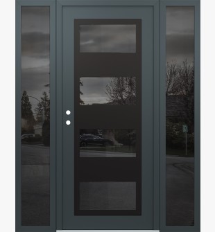 Diamond C2 68" x 80" anthracite/anthracite mirrored Glass Panel black RHI with 2 Sidelites mirrored Glass