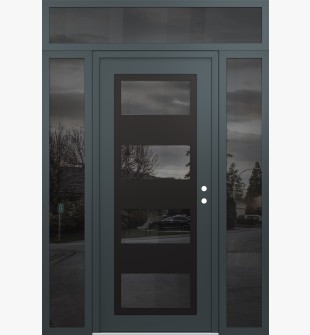 Diamond C2 60" x 96" anthracite/anthracite mirrored Glass Panel black LHI with 2 Sidelites and Transom mirrored Glass