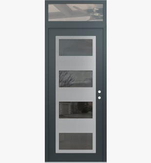 Diamond C2 36" x 96" anthracite/anthracite mirrored Glass Panel stainless steel LHI with Transom clear Glass