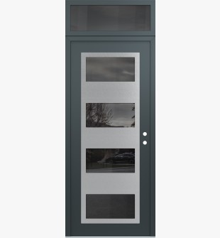 Diamond C2 36" x 96" anthracite/anthracite mirrored Glass Panel stainless steel LHI with Transom mirrored Glass