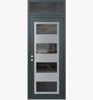 Diamond C2 36" x 96" anthracite/anthracite mirrored Glass Panel stainless steel RHI with Transom mirrored Glass