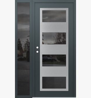 Diamond C2 52" x 80" anthracite/anthracite mirrored Glass Panel stainless steel RHI with Sidelite mirrored Glass