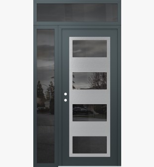 Diamond C2 52" x 96" anthracite/anthracite mirrored Glass Panel stainless steel RHI with Sidelite and Transom mirrored Glass