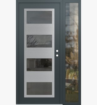Diamond C2 48" x 80" anthracite/anthracite mirrored Glass Panel stainless steel LHI with Sidelite clear Glass