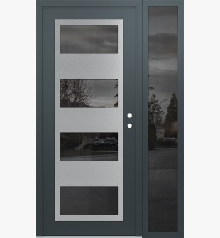 Diamond C2 50" x 80" anthracite/anthracite mirrored Glass Panel stainless steel LHI with Sidelite mirrored Glass