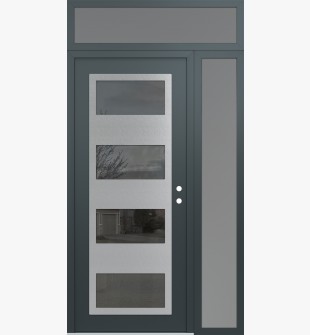 Diamond C2 50" x 96" anthracite/anthracite mirrored Glass Panel stainless steel LHI with Sidelite and Transom frosted Glass