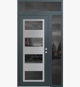 Diamond C2 50" x 96" anthracite/anthracite mirrored Glass Panel stainless steel LHI with Sidelite and Transom mirrored Glass