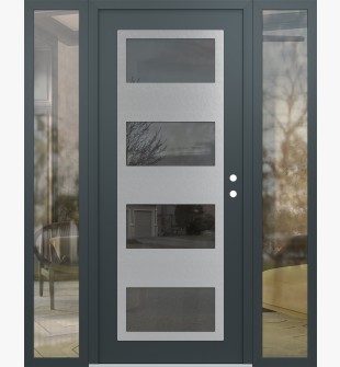 Diamond C2 60" x 80" anthracite/anthracite mirrored Glass Panel stainless steel LHI with 2 Sidelites clear Glass