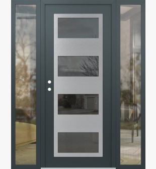 Diamond C2 60" x 80" anthracite/anthracite mirrored Glass Panel stainless steel RHI with 2 Sidelites clear Glass