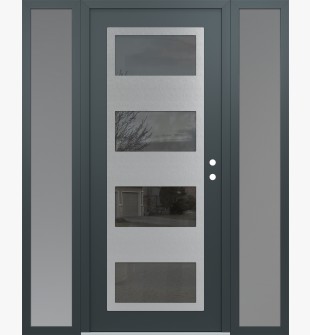 Diamond C2 60" x 80" anthracite/anthracite mirrored Glass Panel stainless steel LHI with 2 Sidelites frosted Glass