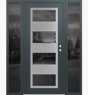 Diamond C2 68" x 80" anthracite/anthracite mirrored Glass Panel stainless steel LHI with 2 Sidelites mirrored Glass