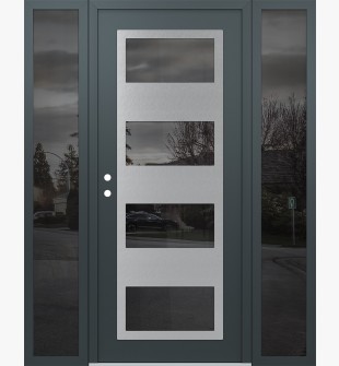 Diamond C2 64" x 80" anthracite/anthracite mirrored Glass Panel stainless steel RHI with 2 Sidelites mirrored Glass