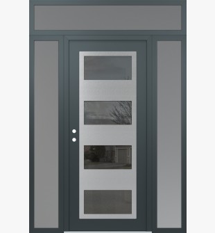 Diamond C2 60" x 96" anthracite/anthracite mirrored Glass Panel stainless steel RHI with 2 Sidelites and Transom frosted Glass