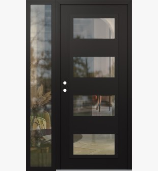 Diamond C2 50" x 80" black/black clear Glass Panel black RHI with Sidelite clear Glass