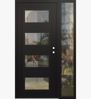 Diamond C2 50" x 80" black/black clear Glass Panel black LHI with Sidelite clear Glass