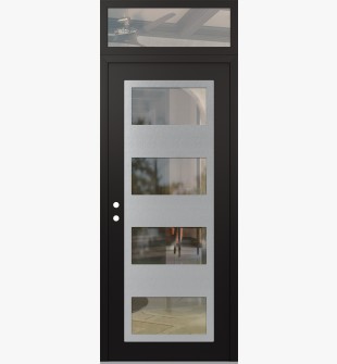 Diamond C2 36" x 96" black/black clear Glass Panel stainless steel RHI with Transom clear Glass