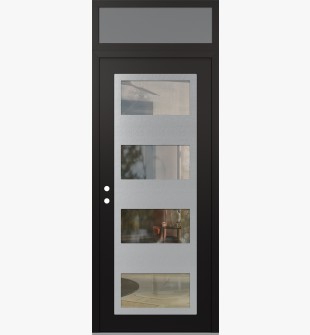 Diamond C2 36" x 96" black/black clear Glass Panel stainless steel RHI with Transom frosted Glass