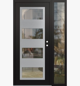 Diamond C2 52" x 80" black/black clear Glass Panel stainless steel LHI with Sidelite clear Glass