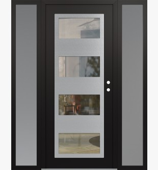 Diamond C2 68" x 80" black/black clear Glass Panel stainless steel LHI with 2 Sidelites frosted Glass