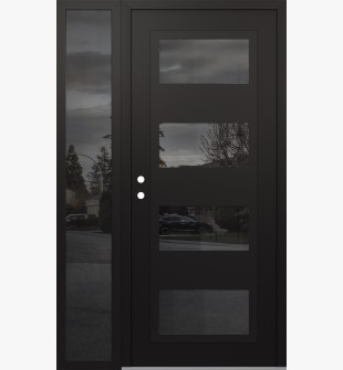 Diamond C2 48" x 80" black/black mirrored Glass Panel black RHI with Sidelite mirrored Glass
