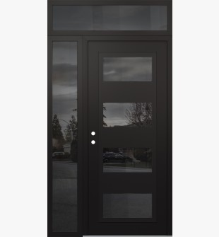 Diamond C2 50" x 96" black/black mirrored Glass Panel black RHI with Sidelite and Transom mirrored Glass