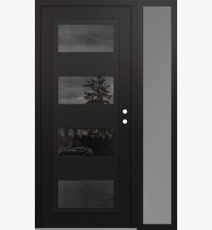 Diamond C2 52" x 80" black/black mirrored Glass Panel black LHI with Sidelite frosted Glass