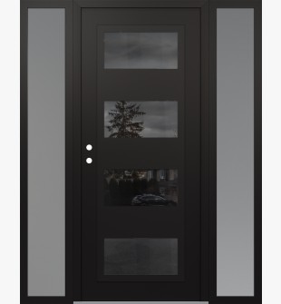 Diamond C2 64" x 80" black/black mirrored Glass Panel black RHI with 2 Sidelites frosted Glass