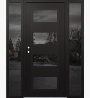 Diamond C2 64" x 80" black/black mirrored Glass Panel black RHI with 2 Sidelites mirrored Glass